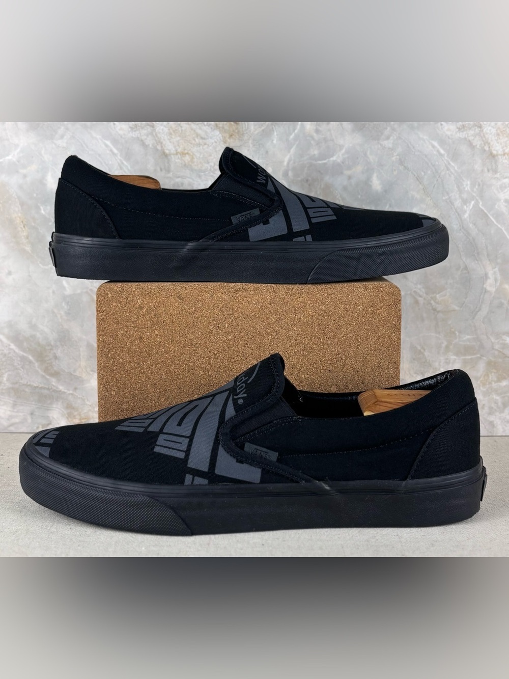 Vans x Workday Slip-On Sneakers Black Gray Logo Mens 12